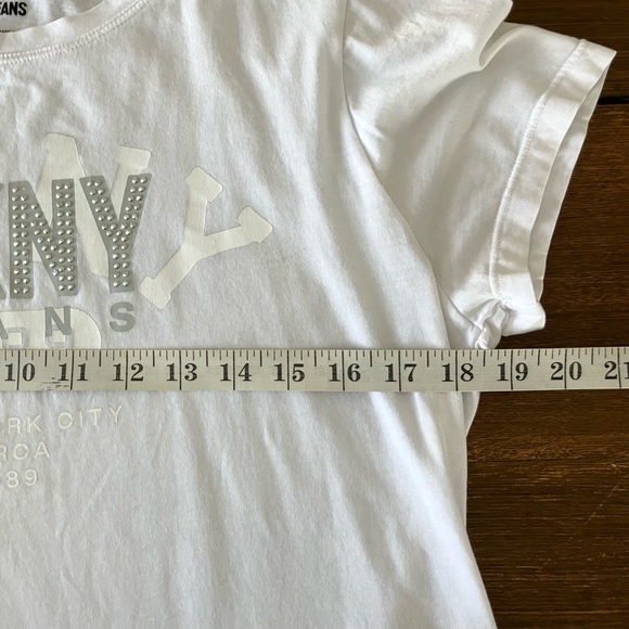 DKNY Women's White Studded Graphic Tee - Picture 4 of 5